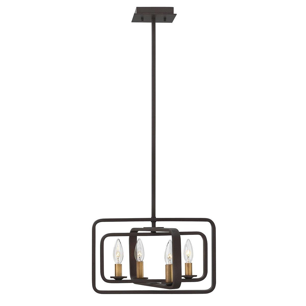 Elstead Lighting HK-QUENTIN-4P-A - Hinkley Pendant from the Quentin range. Quentin 4 Light Wide Pendant Chandelier - Bronze Product Code = HK-QUENTIN-4P-A