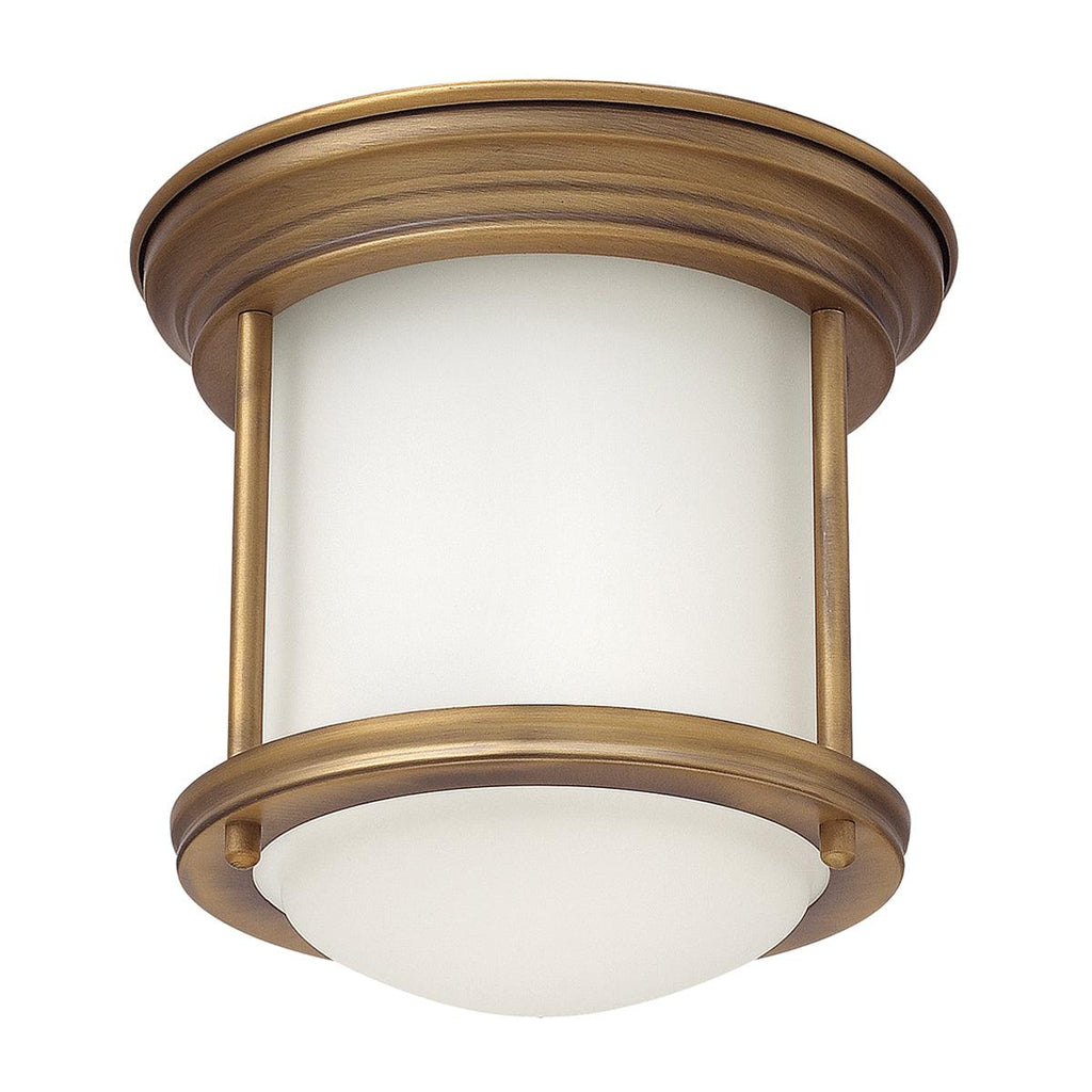Elstead Lighting QN-HADRIAN-MINI-F-BR-OPAL - Elstead Lighting Quintiesse Collection Hadrian 1 Light Flush Mount - Opal Glass - Brushed Bronze from the Hadrian range. Part Number - QN-HADRIAN-MINI-F-BR-OPAL