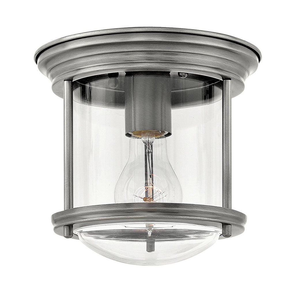 Elstead Lighting QN-HADRIAN-MINI-F-AN-CLEAR - Elstead Lighting Quintiesse Collection Hadrian 1 Light Flush Mount - Clear Glass - Antique Nickel from the Hadrian range. Part Number - QN-HADRIAN-MINI-F-AN-CLEAR