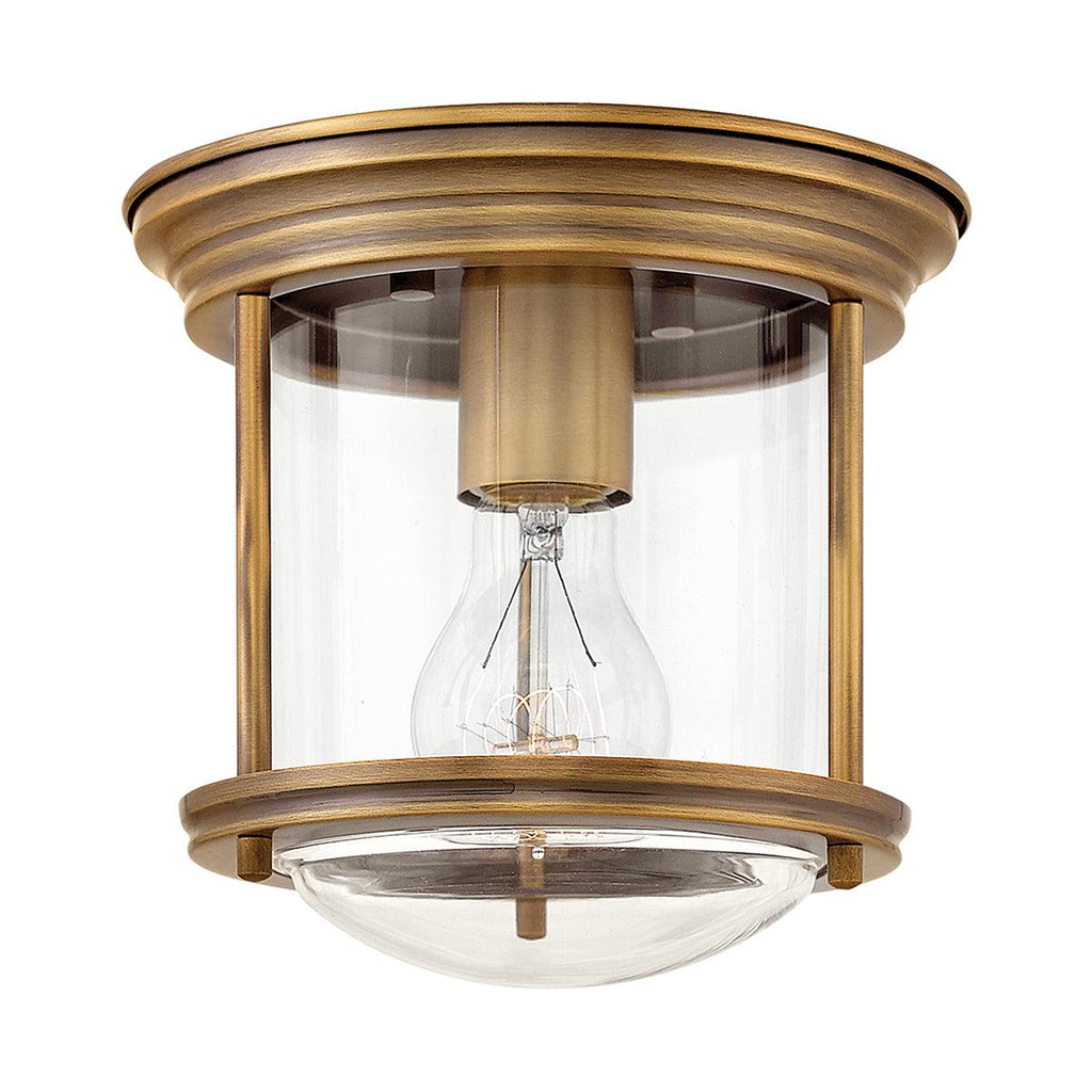 Elstead Lighting QN-HADRIAN-MINI-F-BR-CLEAR - Elstead Lighting Quintiesse Collection Hadrian 1 Light Flush Mount - Clear Glass - Brushed Bronze from the Hadrian range. Part Number - QN-HADRIAN-MINI-F-BR-CLEAR