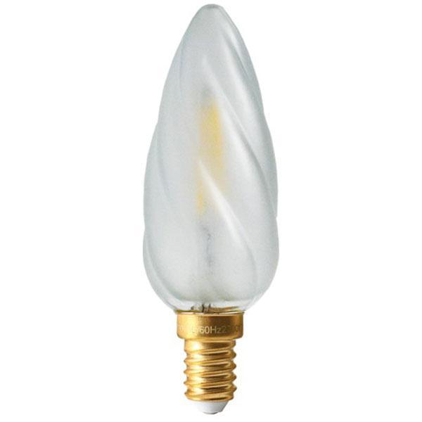 Girard Sudron FL-CP-LCNDT4SESOVWW/DIM SUD - Girard Sudron Girard Sudron Twisted Flamme F6 LED Filament Candle 4W Frosted SES E14 Small Edison Screwed Cap 2700K Dimmable