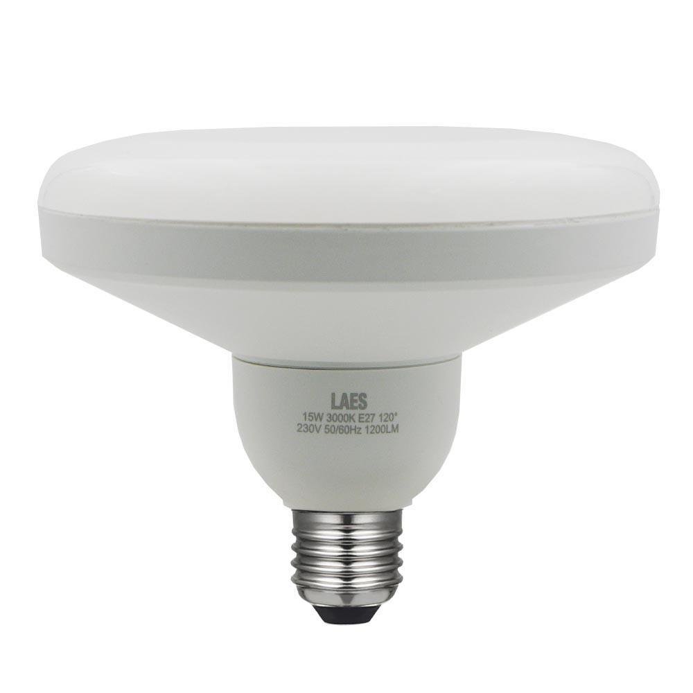 Laes LED 144mm UFO Lamp 15W (85W) E27 6000K 240V Opal Laes MPN = 986723 - First Light Direct - LED Lamps and Lighting 