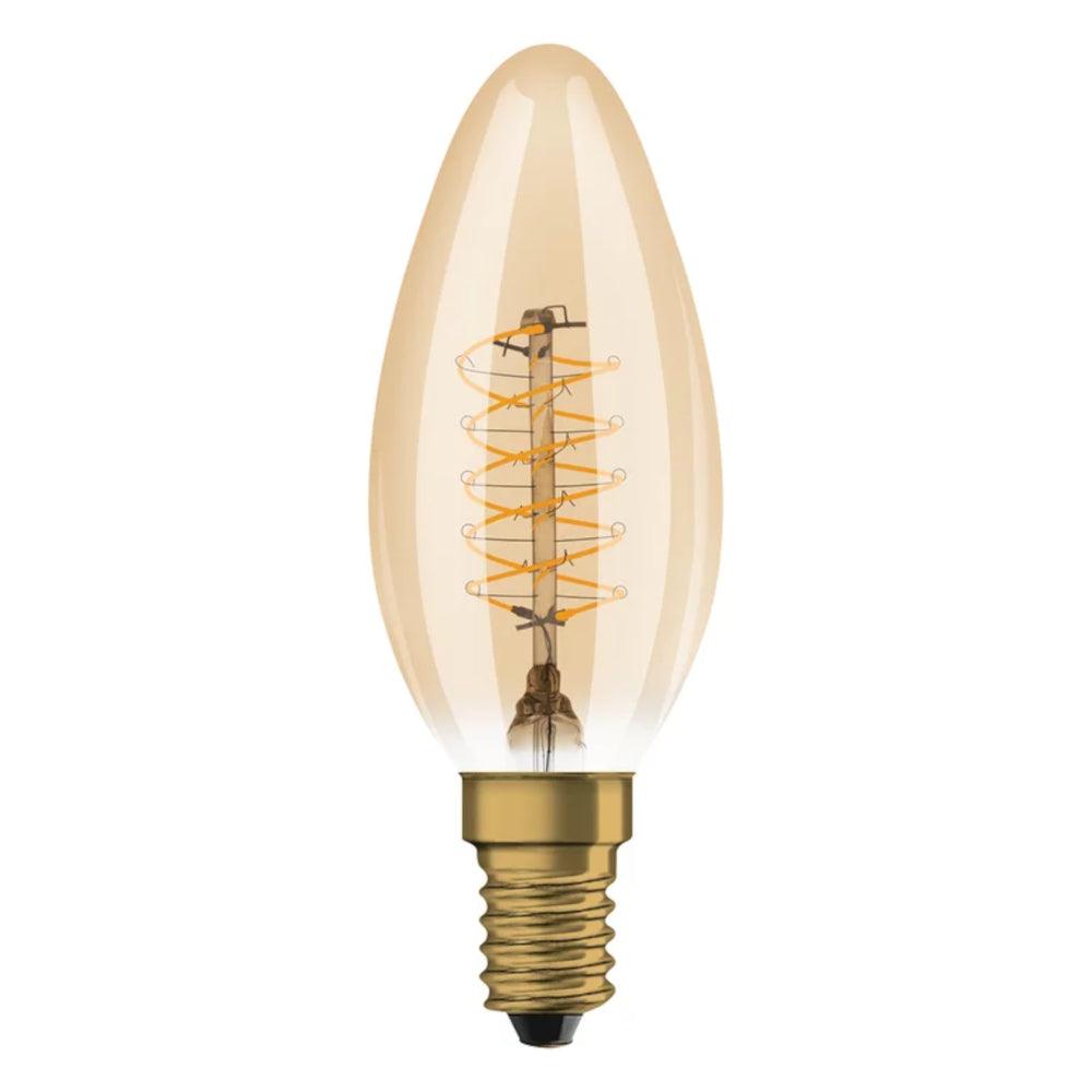 Ledvance FL-CP-LCND3.4SESGUWW/DIM LDV - Ledvance 4058075761414 LED Vintage Filament Candle 3.4W (25W eq.) E14 2200K Gold Dimmable LED Candles LED Lamps