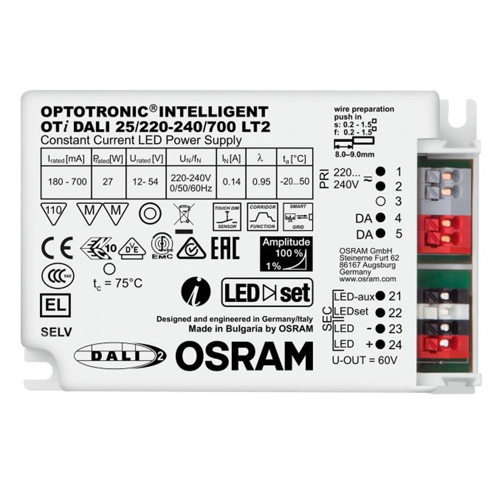 Osram FL-CP-LED/DRI/25W/CC/180-700MA/DALI OS - Osram Osram OT Intelligent 25W 700mA LED Driver Dali Dimmable