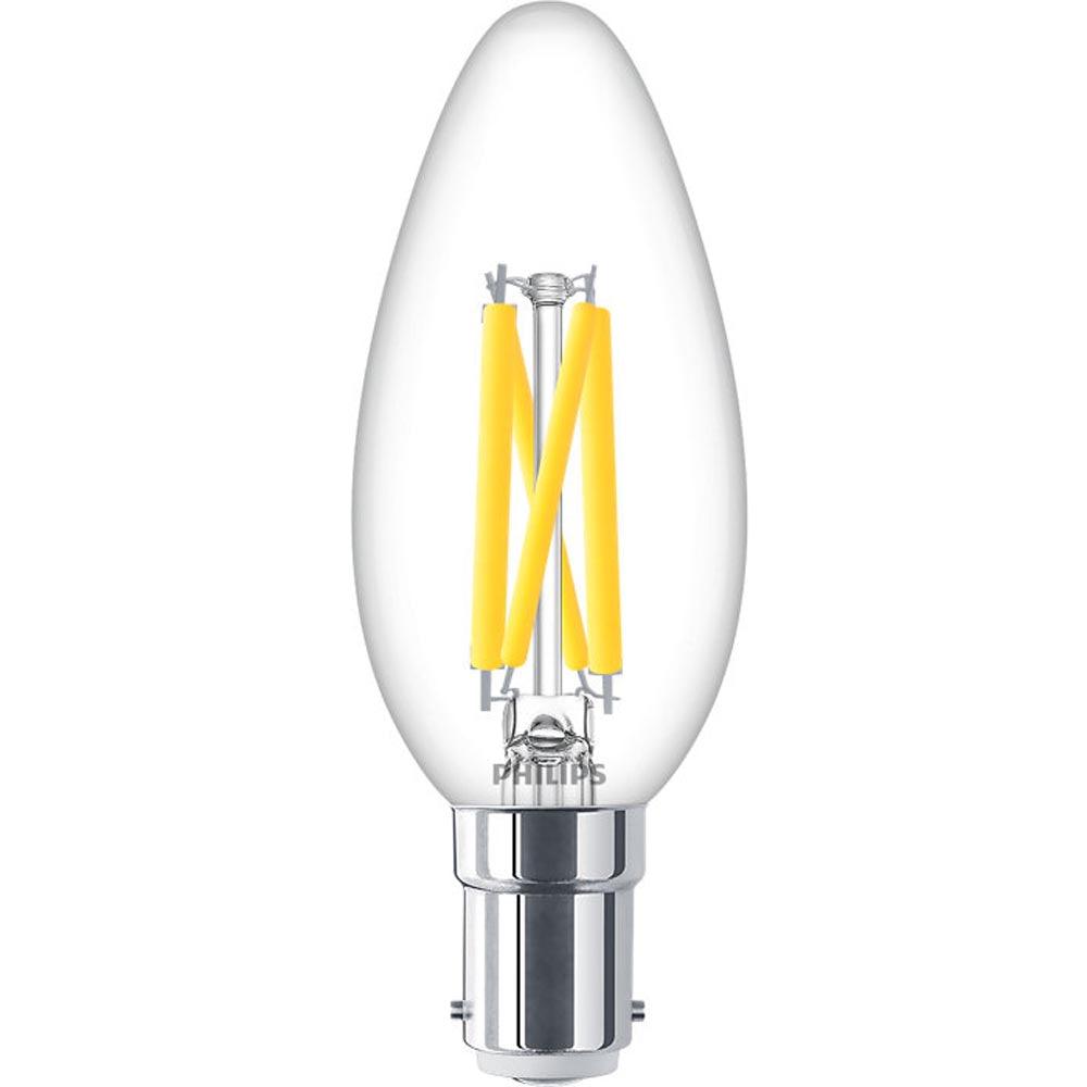 Philips FL-CP-LCND3.4SBCCVWW/RA90/DT PHS - Philips 929003012582 Philips LED Candle 3.4W (40W eq.) SBC Clear Very Warm White 922-927 DimTone LED Candles LED Lamps