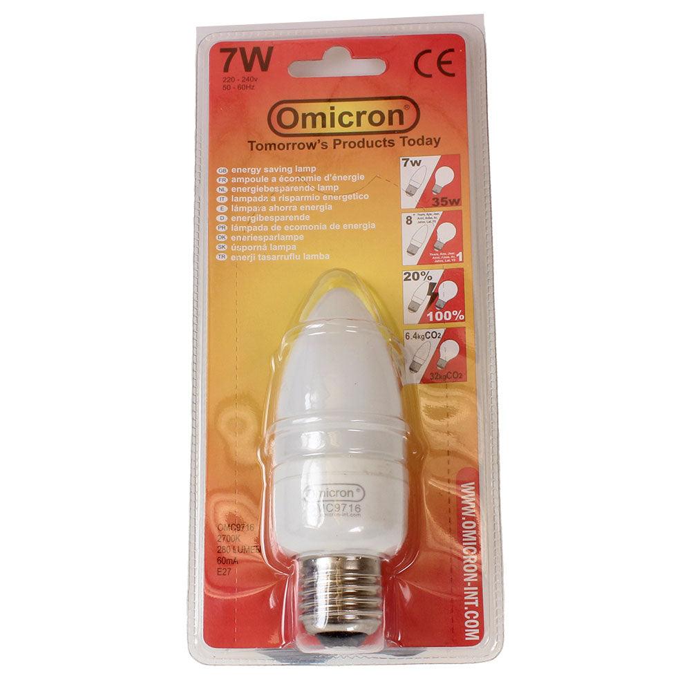 Plain White Box FL-CP-EC7ES82/08 OMI - First Light Direct OMC9716 Omicron Candle 240V 7W ES Low Energy Lamps