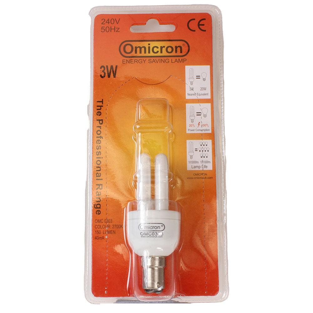 Plain White Box FL-CP-ED3SBC82/10 OMI - First Light Direct OMC0303 Omicron 3W SBC 10KH Low Energy Lamps