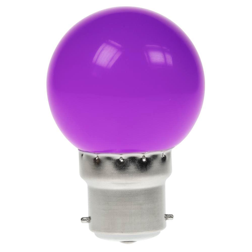 Prolite FL-CP-LRND45BC/1.5PURPLE PRO - Prolite Coloured LED R45 LED 45mm Round 1.5W B22d Purple Part Number = GOLF/1.5W/BC/PURPLE