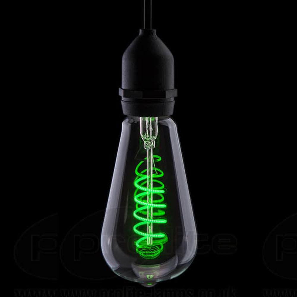 Prolite FL-CP-LSQ4BCGR/DIM PRO - Prolite LED Filament Prolite LED Squirrel Cage 240V 4W B22d Green Dimmable Part Number = ST64/FILDIM/4W/BC/GREEN