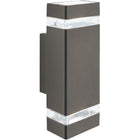 Searchlight Sheffield Outdoor Wall Light - Grey Metal, Glass & Polycarb Search Light Part Number 1002-2GY-LED