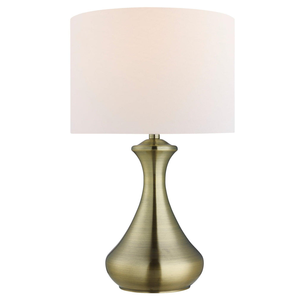 Searchlight 2750AB - Searchlight Touch Table Lamp - Antique Brass Metal & Ivory Fabric Shade Search Light Part Number 2750AB
