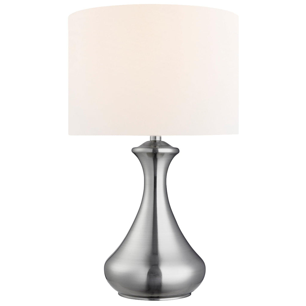 Searchlight 2750SS - Searchlight Touch Table Lamp - Satin Silver Metal & Ivory Fabric Shade Search Light Part Number 2750SS