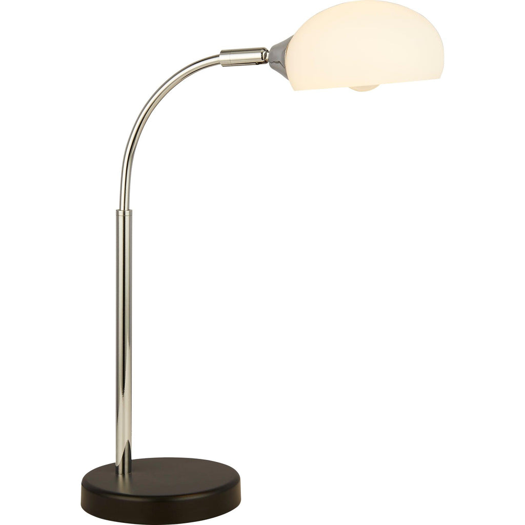 Searchlight 3086-1WH - Searchlight Astro Table Lamp - Black & Chrome Metal & Opal Glass Shade Search Light Part Number 3086-1WH