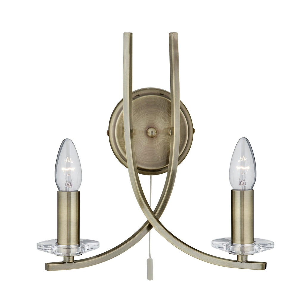 Searchlight 4162-2AB - Searchlight Ascona 2Lt Wall Light - Antique Brass Metal & Glass Search Light Part Number 4162-2AB