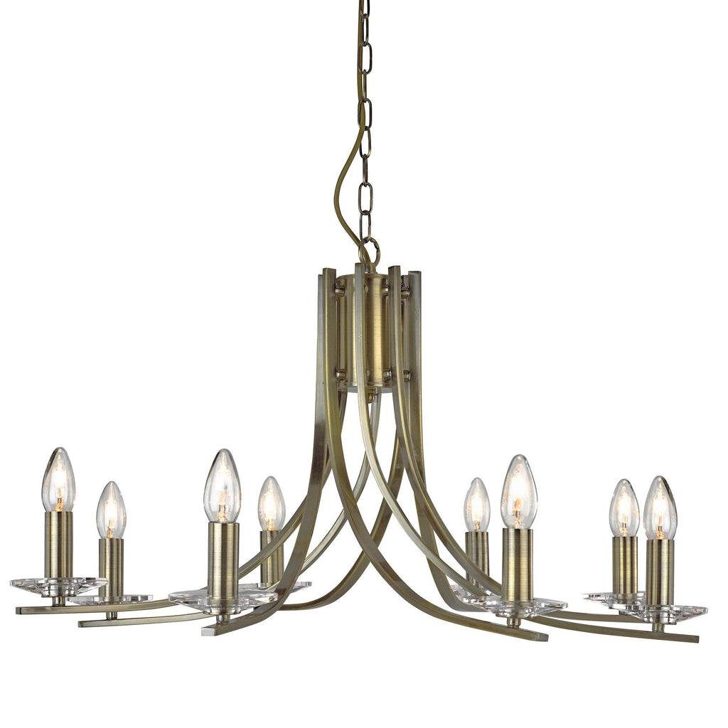 Searchlight 4168-8AB - Searchlight Ascona 8Lt Pendant - Antique Brass Metal & Glass Search Light Part Number 4168-8AB
