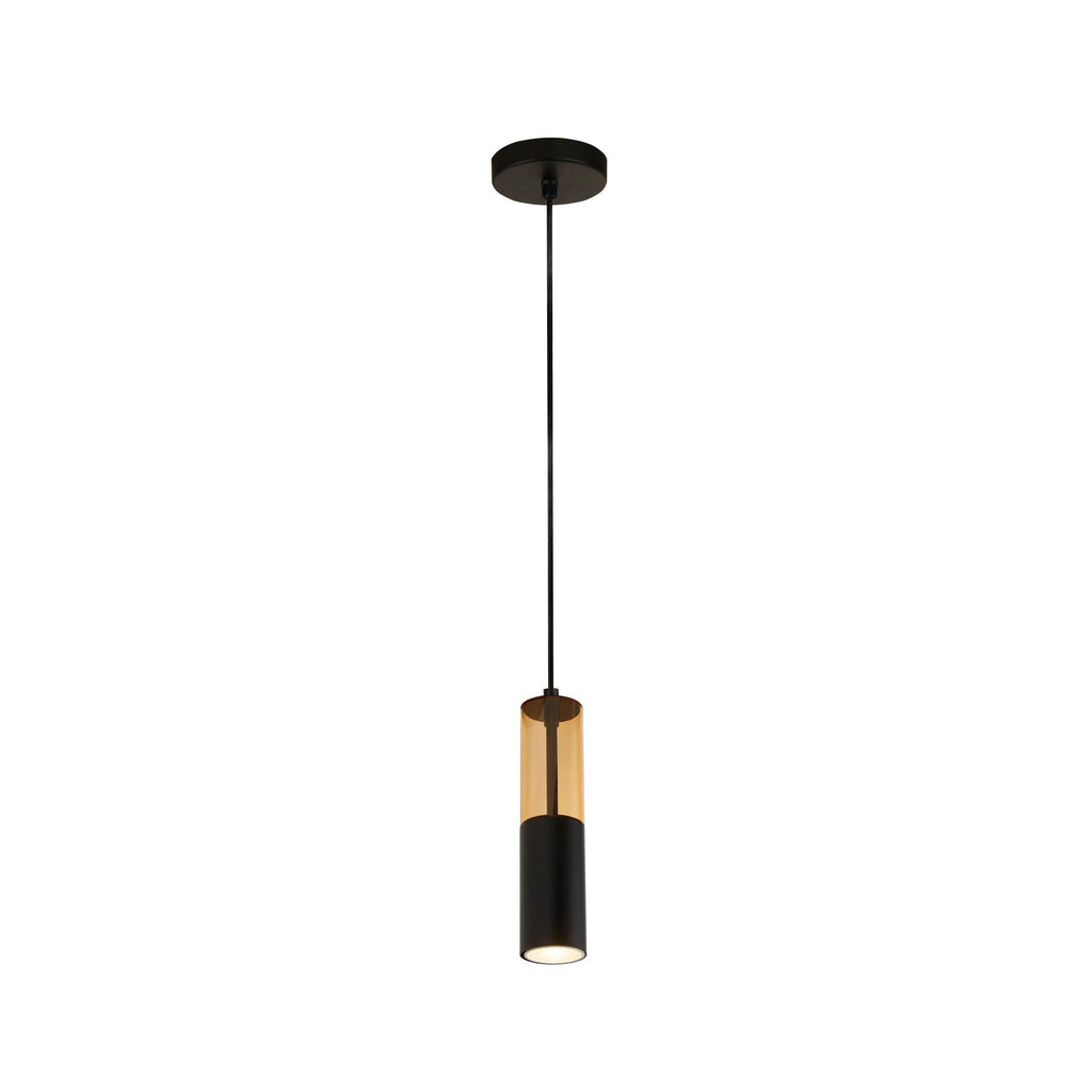 Searchlight 82121-1BK - Searchlight Merrygold Pendant - Black Metal & Amber Acrylic Search Light Part Number 82121-1BK