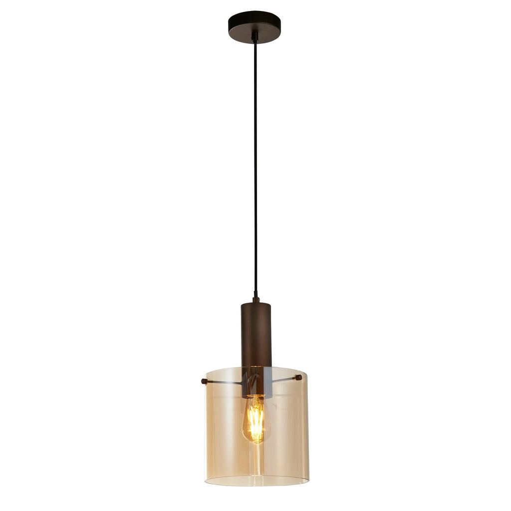 Searchlight 88910-1MO - Searchlight Sweden Pendant - Mocha Metal & Amber Glass Search Light Part Number 88910-1MO