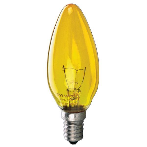 Sylvania FL-CP-CND40SESY SYL - Sylvania Candle 240V 40W SES E14 Small Edison Screwed Cap Yellow