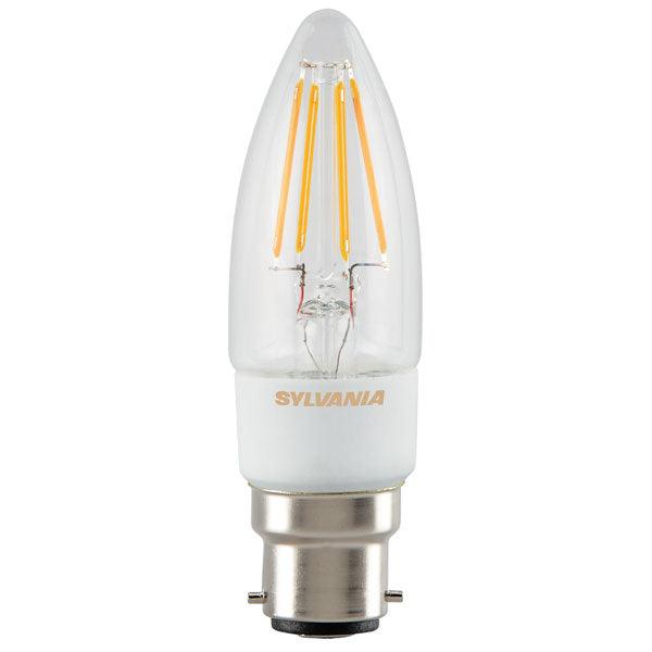 Sylvania FL-CP-LCND4.5UWW/DIM SYL - Sylvania 27295 LED Candle 4.5W B22d 827 2,200K Clear Dimmable LED Candles LED Lamps